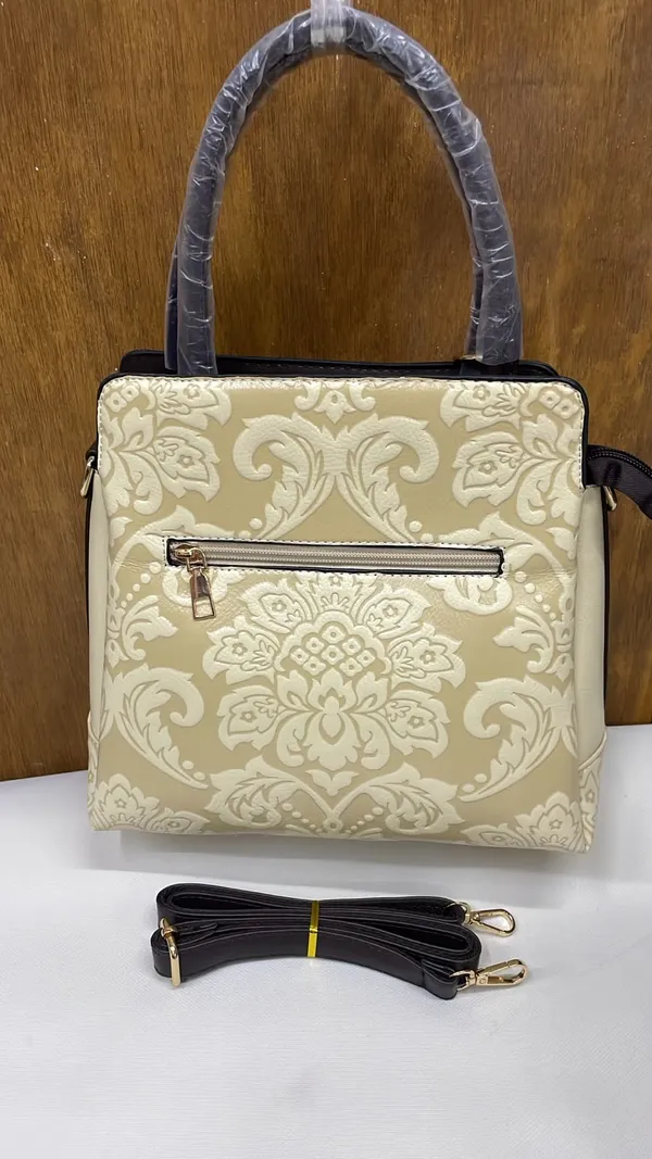 Beige_Pu_Leather_Patterned_Tote_Bag_For_Women