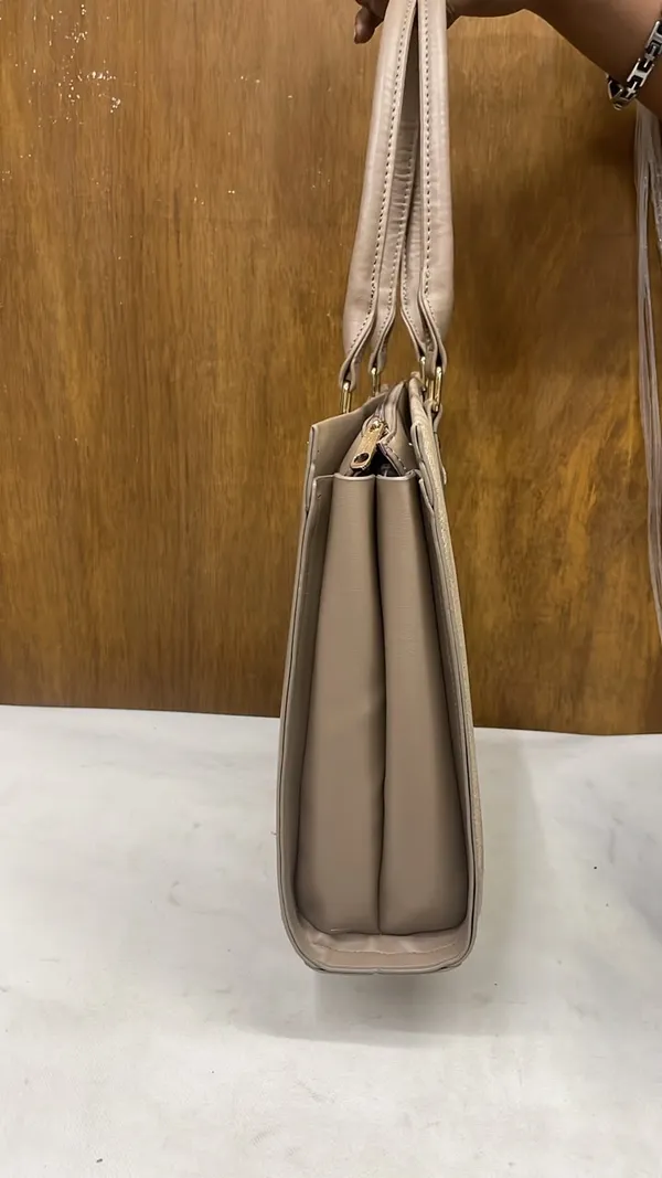Beige_Pu_Leather_Structured_Tote_Bag_For_Women