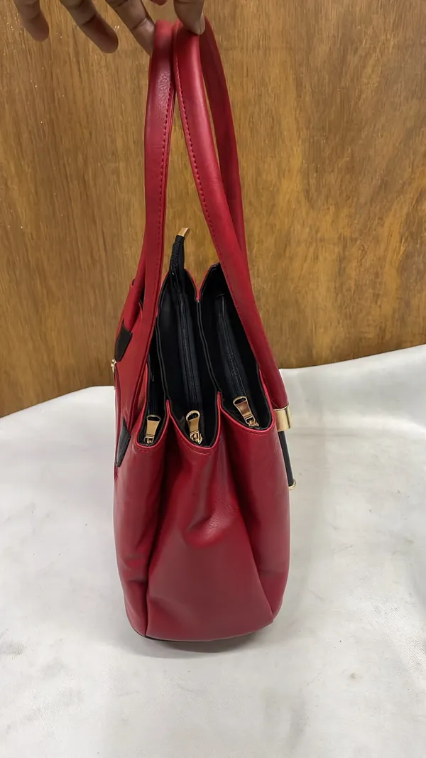 Red_Pu_Leather_Structured_Tote_Bag_For_Women