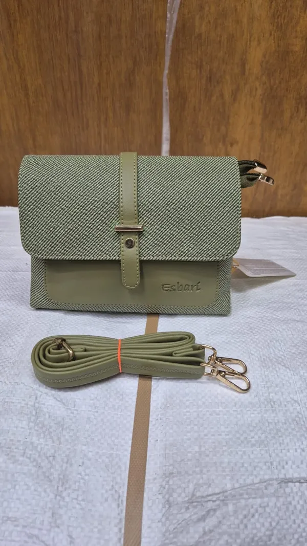 Olive_Green_Pu_Leather_Textured_Crossbody_Bag_For_Women