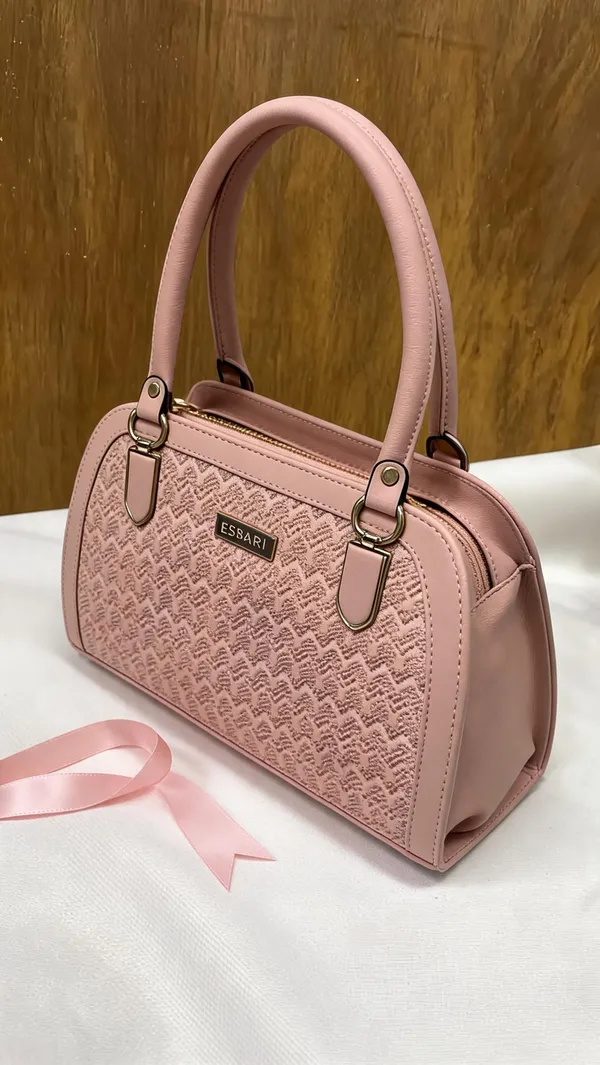 Pink_Pu_Leather_Textured_Handbag_For_Women
