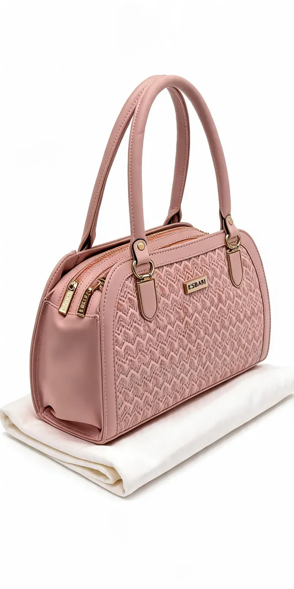 Pink_Pu_Leather_Textured_Handbag_For_Women