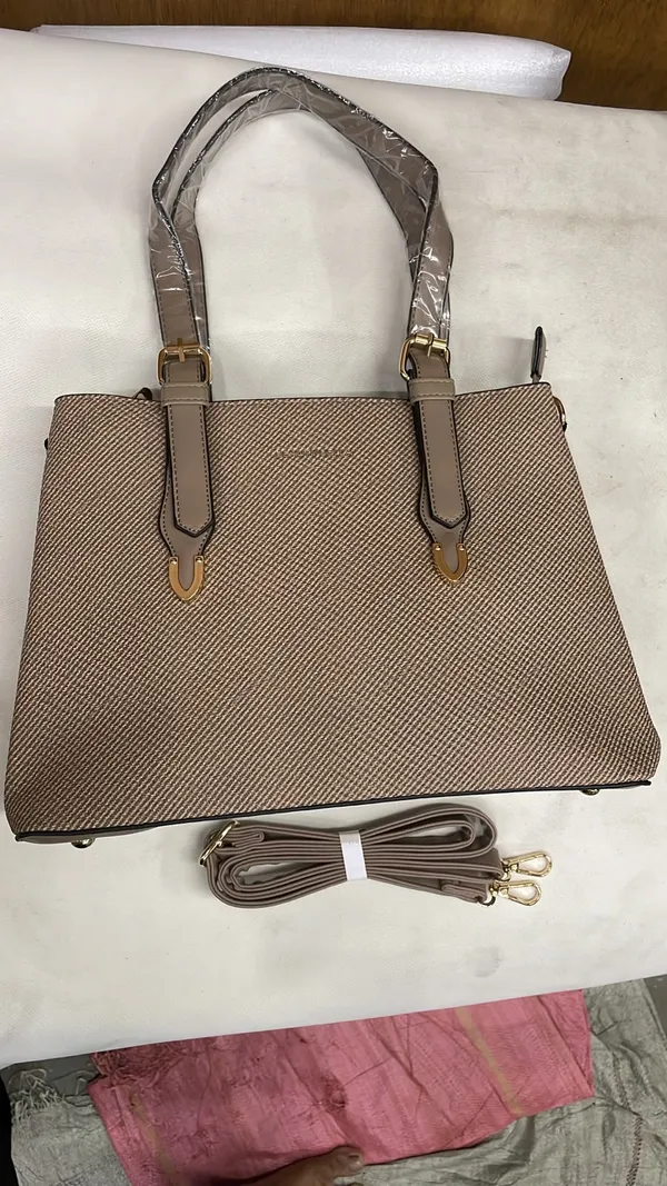 Beige_Pu_Leather_Structured_Tote_Bag_For_Women