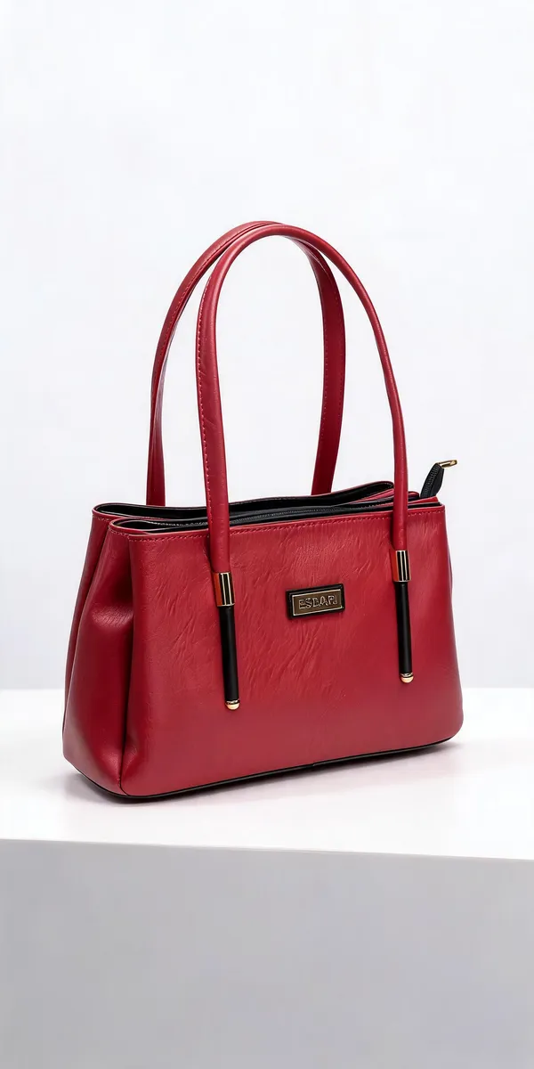 Red_Pu_Leather_Structured_Tote_Bag_For_Women