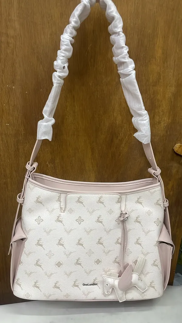 Cream_Pu_Leather_Shoulder_Bag_For_Women