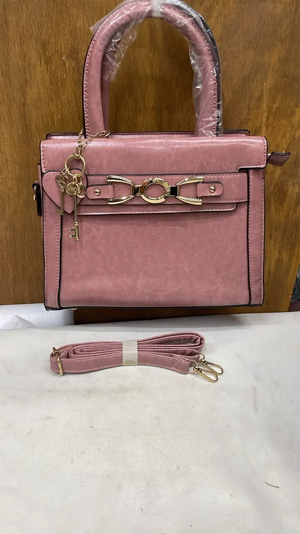 Pink_Pu_Leather_Structured_Handbag_For_Women