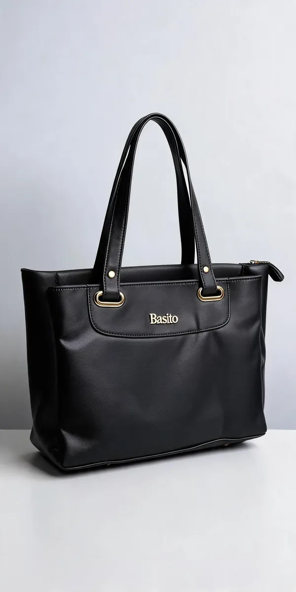 Black_Pu_Leather_Structured_Tote_Bag_For_Women