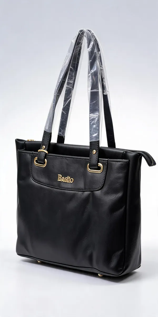 Black_Pu_Leather_Structured_Tote_Bag_For_Women