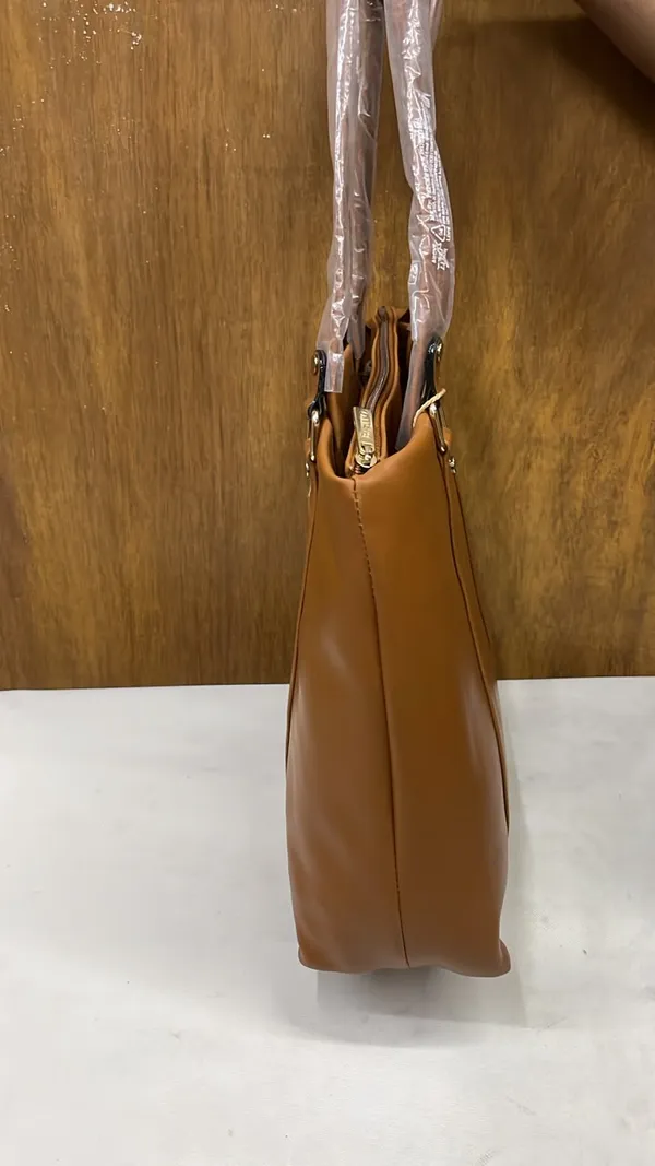Brown_Pu_Leather_Structured_Tote_Bag_For_Women