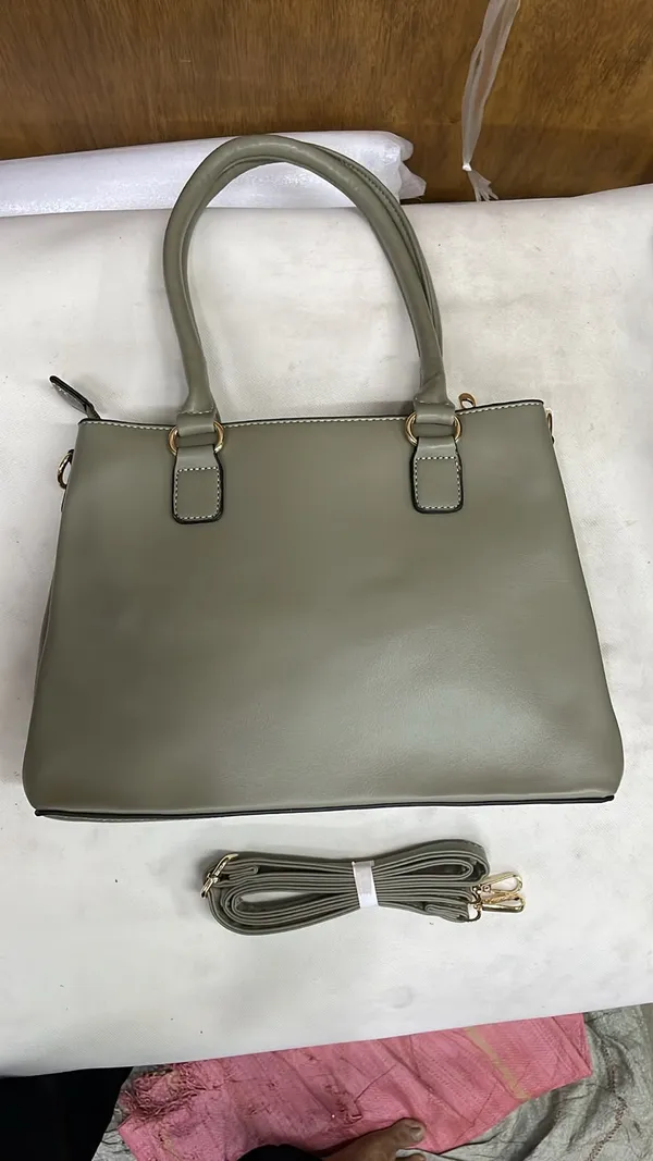 Grey_Pu_Leather_Structured_Tote_Bag_For_Women