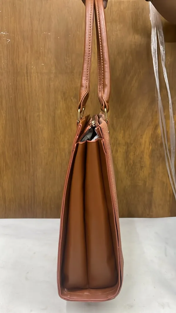 Brown_Pu_Leather_Structured_Tote_Bag_For_Women