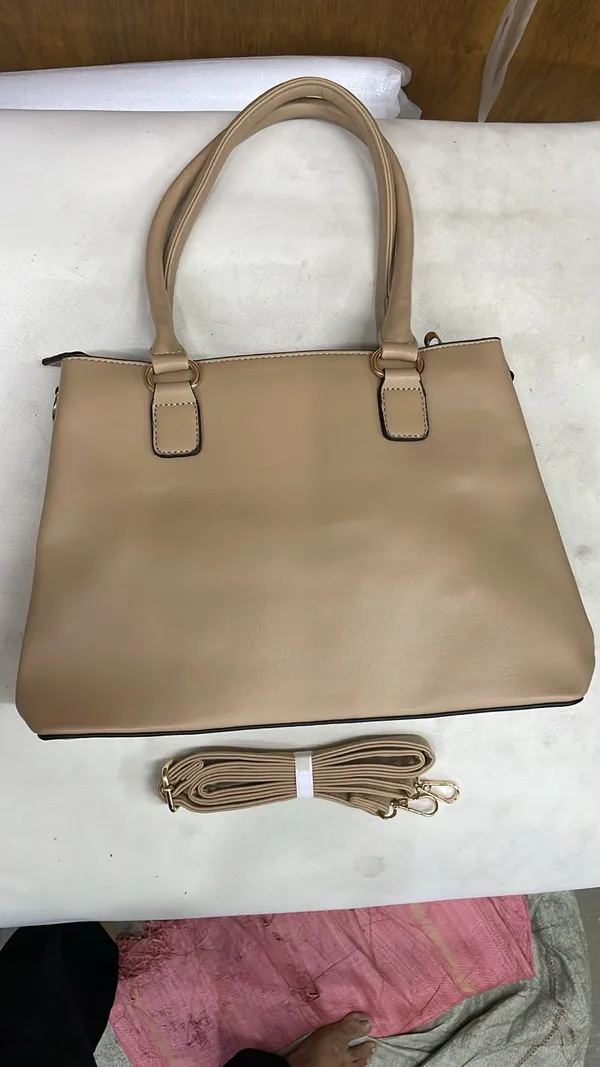 Beige_Pu_Leather_Tote_Bag_For_Women
