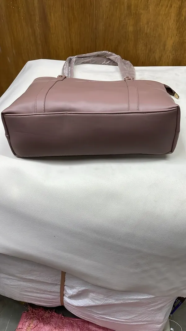 Pink_Pu_Leather_Structured_Tote_Bag_For_Women
