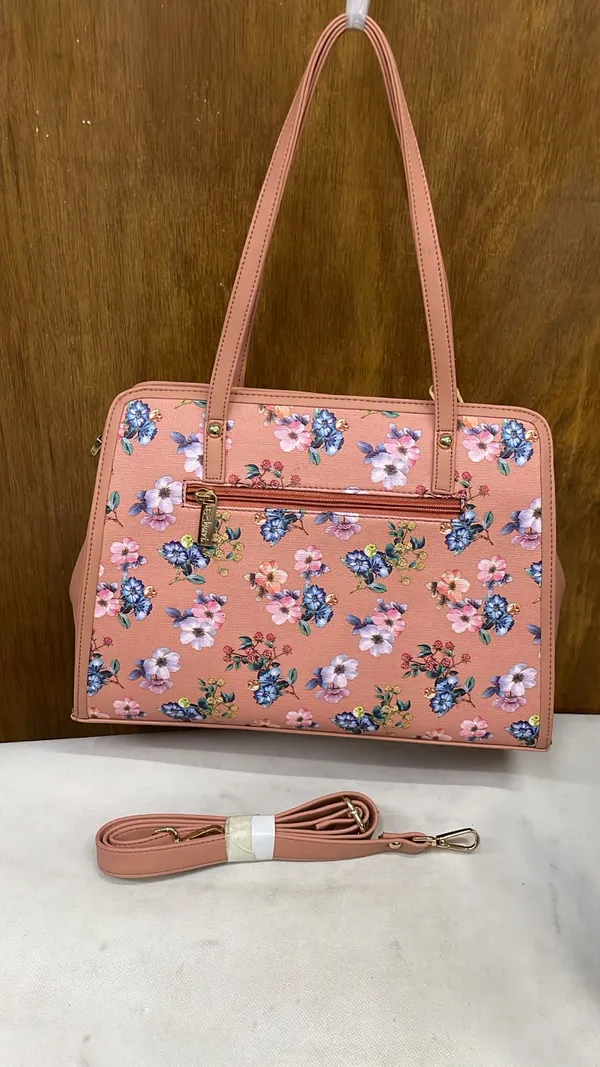 Pink_Pu_Leather_Floral_Print_Structured_Handbag_For_Women