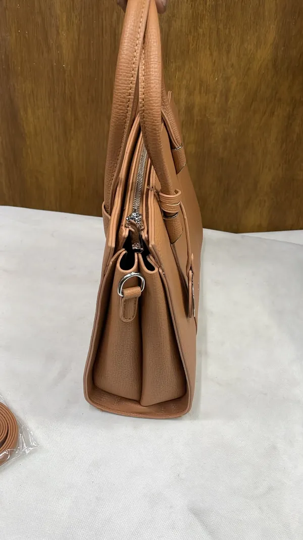 Tan_Pu_Leather_Structured_Tote_Bag_For_Women