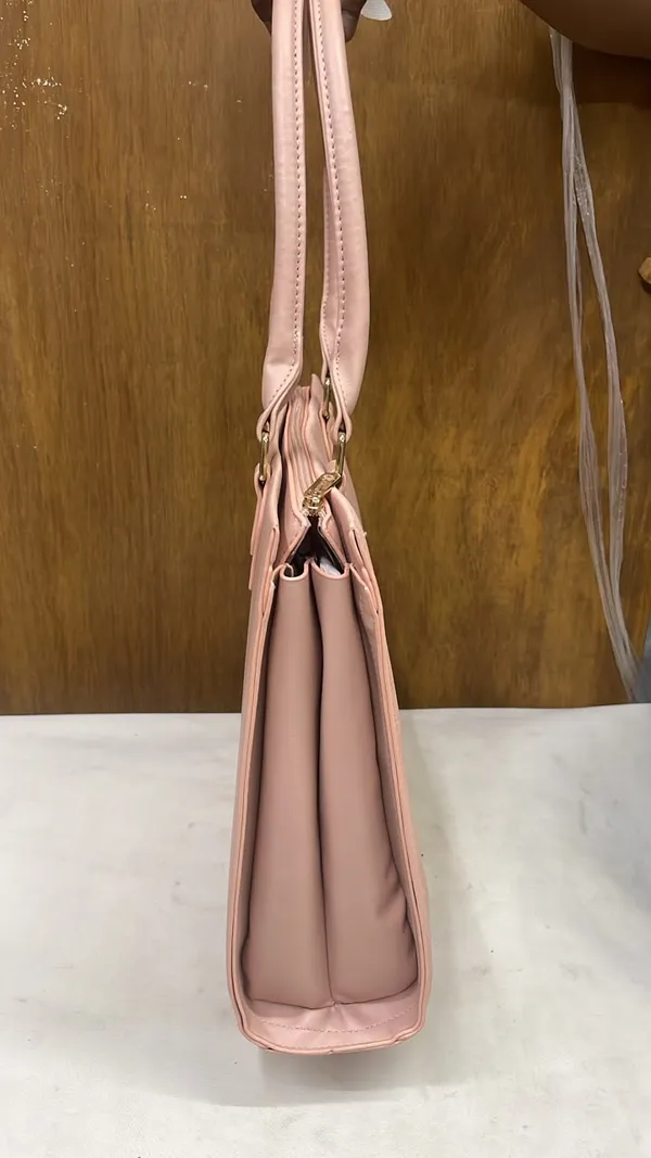 Pink_Pu_Leather_Textured_Tote_Bag_For_Women