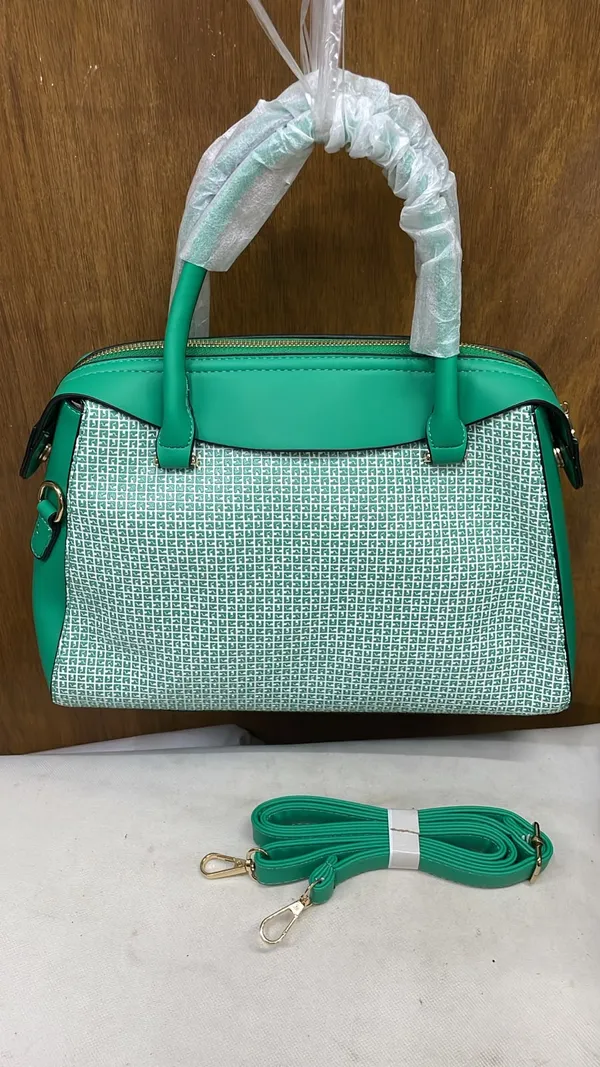 Green_Pu_Leather_Patterned_Structured_Handbag_For_Women