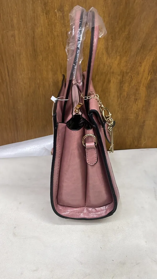 Pink_Pu_Leather_Structured_Handbag_For_Women