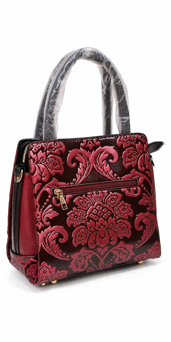 Maroon_Pu_Leather_Printed_Handbag_For_Women