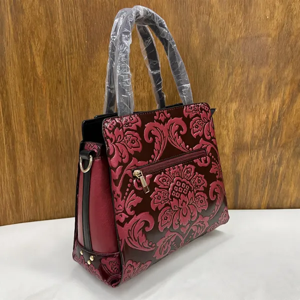 Maroon_Pu_Leather_Printed_Handbag_For_Women