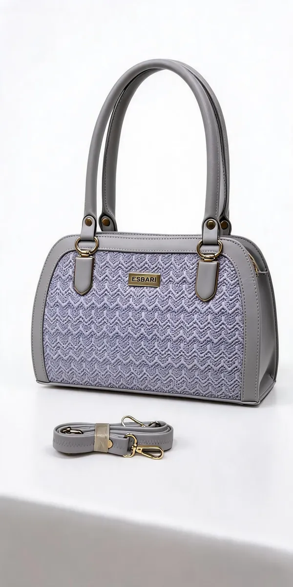 Grey_Pu_Leather_Structured_Handbag_With_Detachable_Strap_For_Women