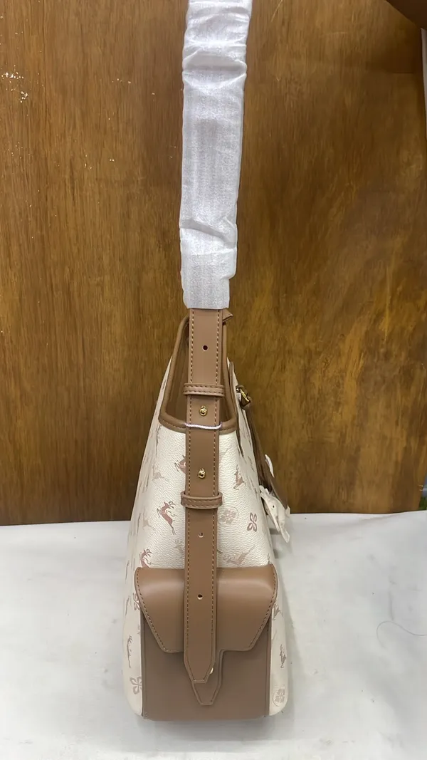 Cream_Pu_Leather_Printed_Shoulder_Bag_For_Women