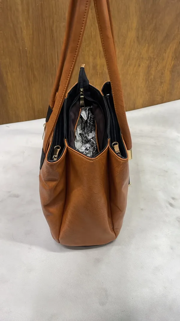 Tan_Pu_Leather_Tote_Bag_For_Women