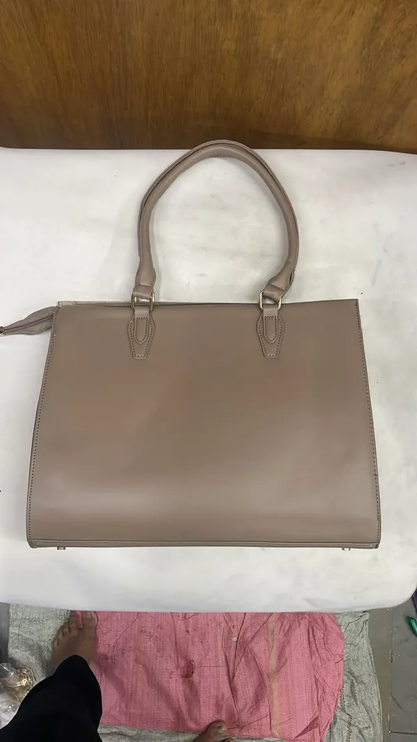 Beige_Pu_Leather_Structured_Tote_Bag_For_Women
