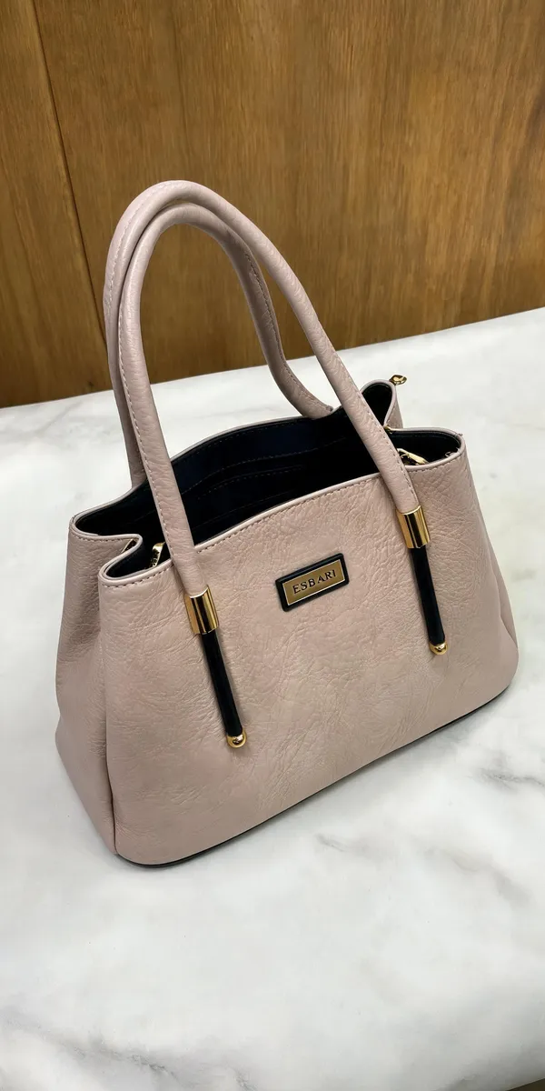 Pink_Pu_Leather_Structured_Tote_Bag_For_Women