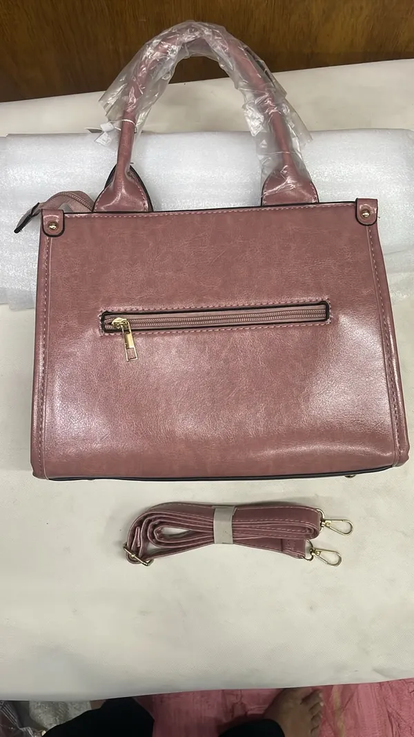 Pink_Pu_Leather_Structured_Tote_Bag_For_Women