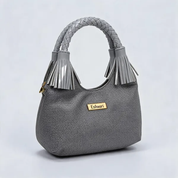 Grey_Pu_Leather_Woven_Handbag_For_Women
