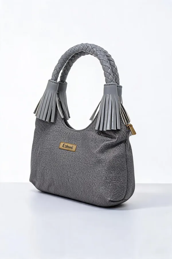 Grey_Pu_Leather_Woven_Handbag_For_Women