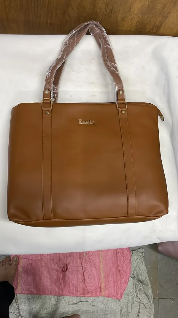 Brown_Pu_Leather_Structured_Tote_Bag_For_Women