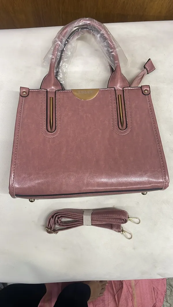 Pink_Pu_Leather_Structured_Tote_Bag_For_Women