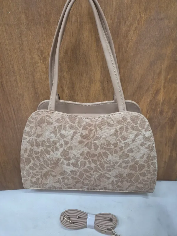 Beige_Pu_Leather_Floral_Tote_Bag_For_Women