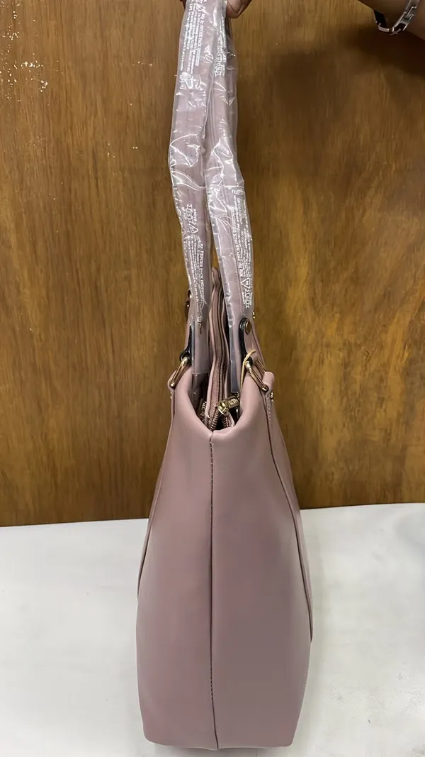 Pink_Pu_Leather_Structured_Tote_Bag_For_Women