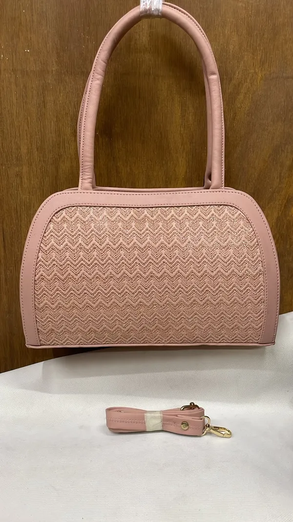 Pink_Pu_Leather_Textured_Handbag_For_Women