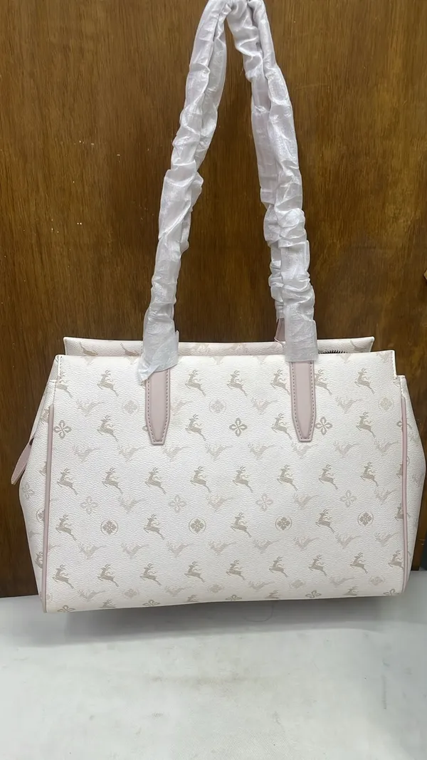 White_Pu_Leather_Printed_Tote_Bag_For_Women
