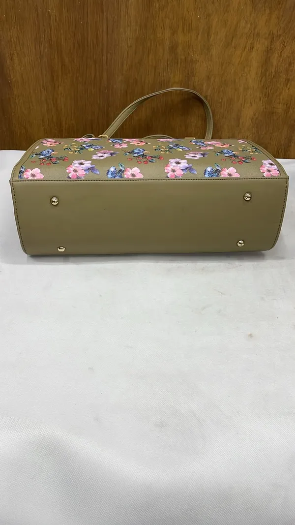 Beige_Pu_Leather_Floral_Print_Shoulder_Bag_For_Women
