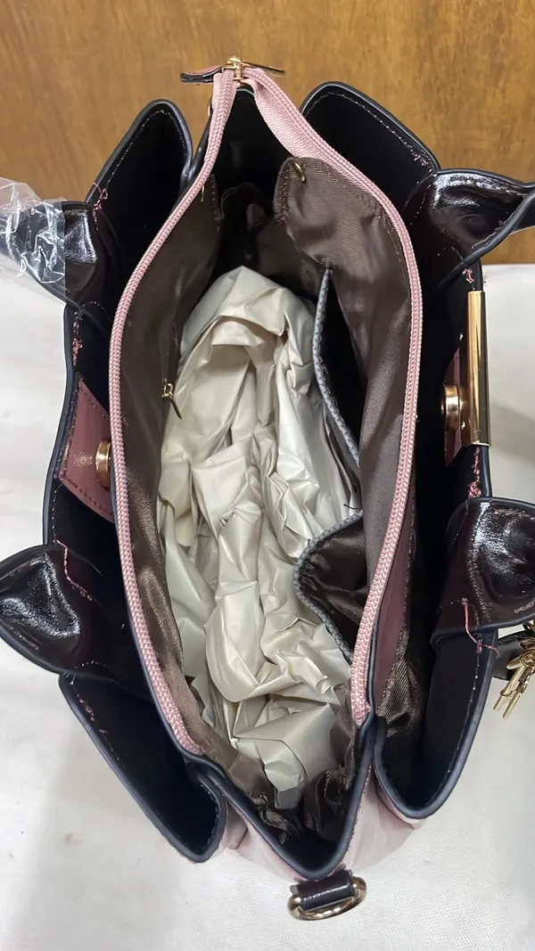 Pink_Pu_Leather_Structured_Tote_Bag_For_Women
