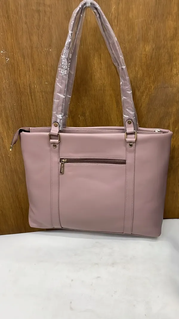 Pink_Pu_Leather_Structured_Tote_Bag_For_Women