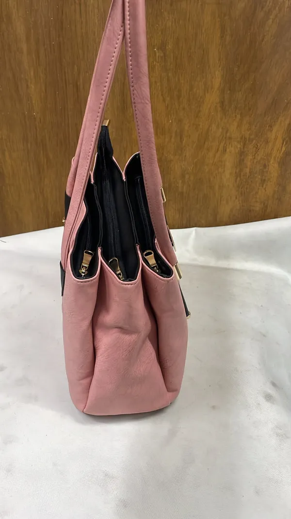 Pink_Pu_Leather_Textured_Tote_Bag_For_Women
