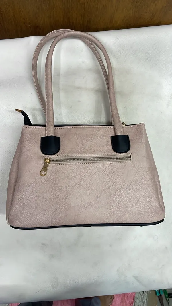 Pink_Pu_Leather_Structured_Tote_Bag_For_Women