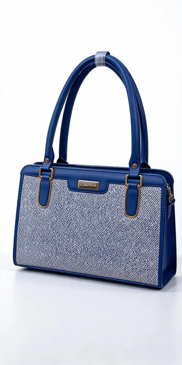 Blue_Pu_Leather_Structured_Handbag_For_Women