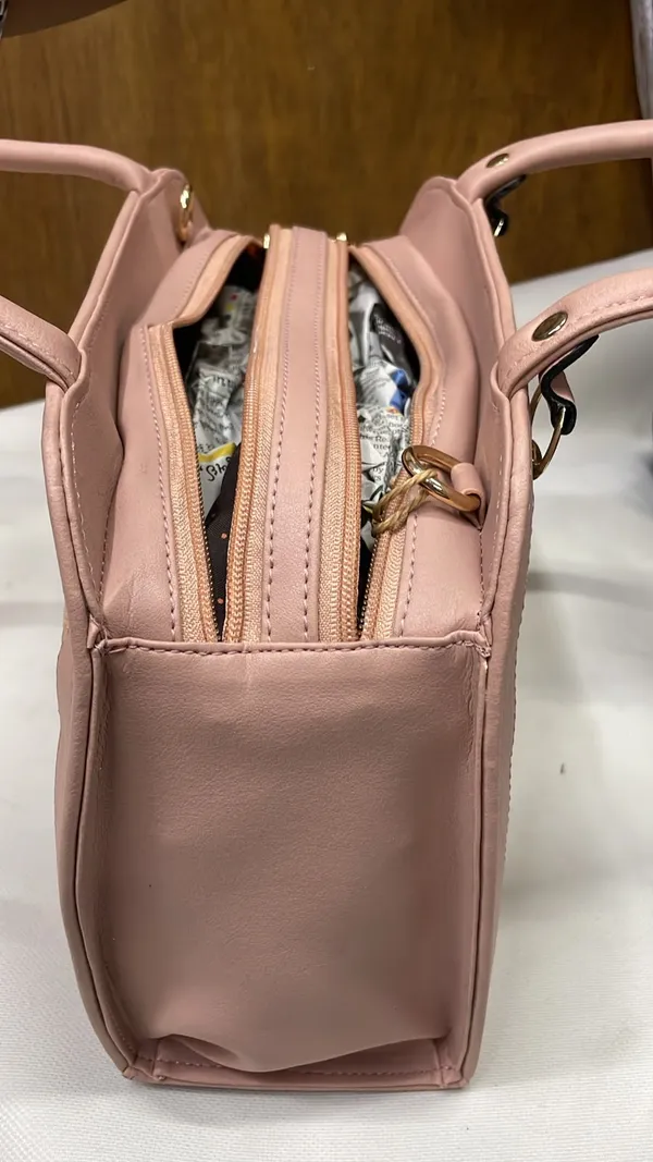 Pink_Pu_Leather_Textured_Handbag_For_Women