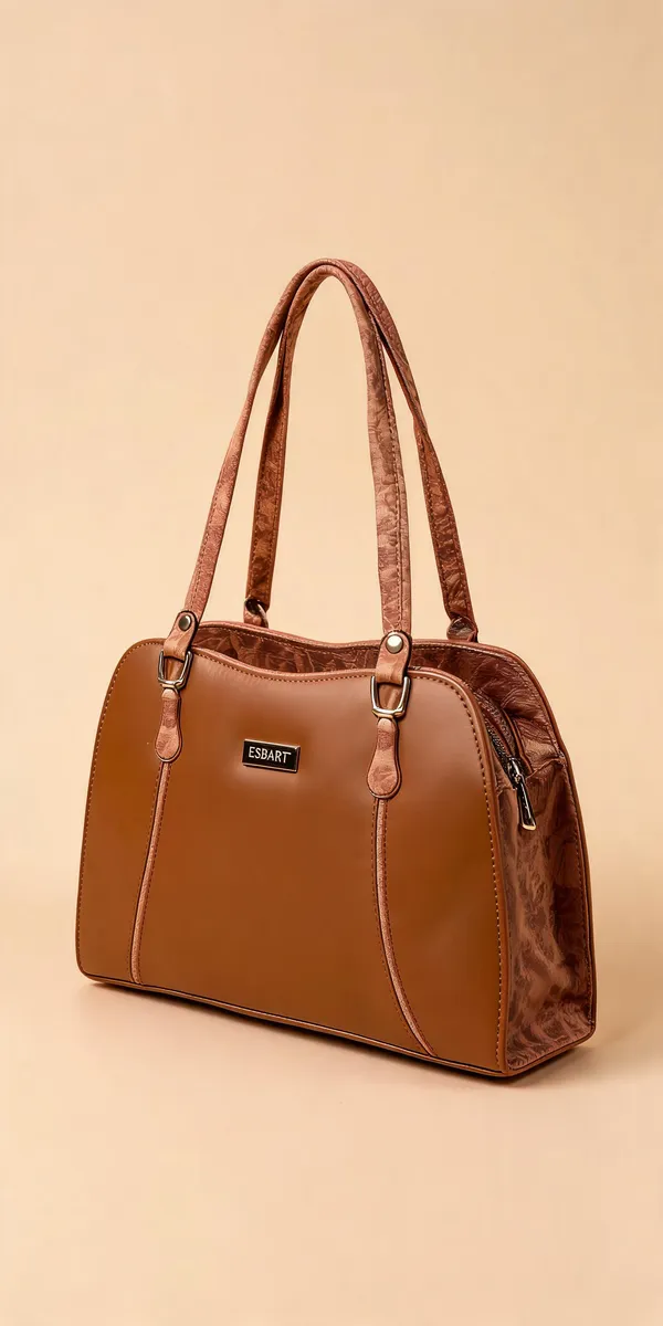 Brown_Pu_Leather_Structured_Tote_Bag_For_Women