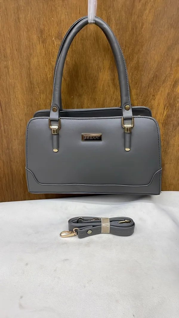 Grey_Pu_Leather_Structured_Handbag_For_Women