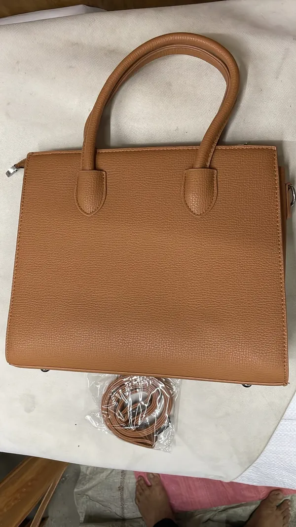 Tan_Pu_Leather_Structured_Tote_Bag_For_Women
