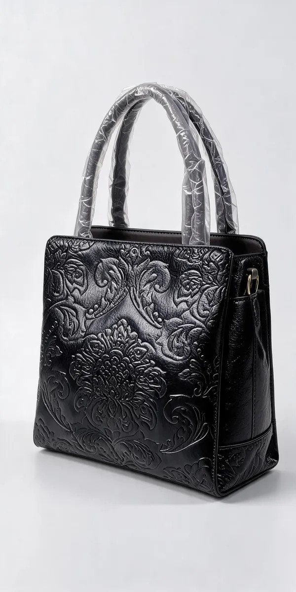 Black_Pu_Leather_Embossed_Tote_Bag_For_Women