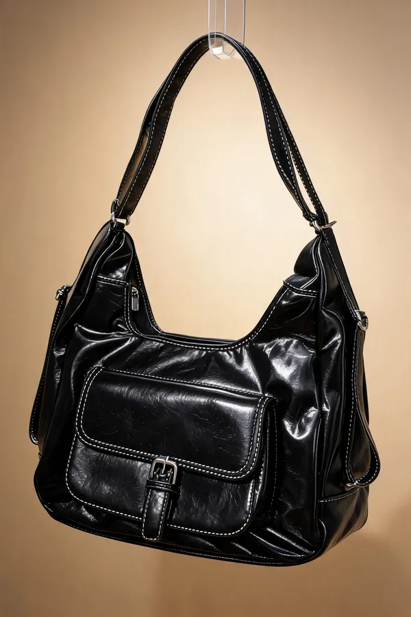Black_Pu_Leather_Shoulder_Bag_For_Women